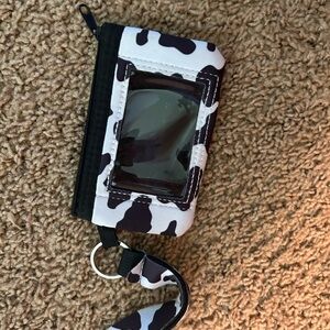 Cow Print Phone Wallet with Lanyard